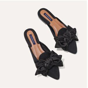 Margaux The Mule - Black Suede and Grosgrain - Size 9